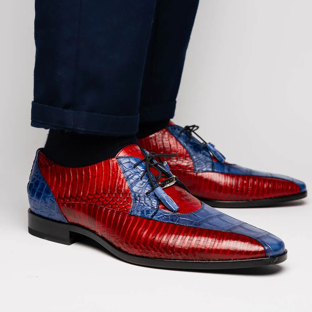 Marco Di Milano Moncalieri in Navy / Red Alligator & Cobra Derby Shoes