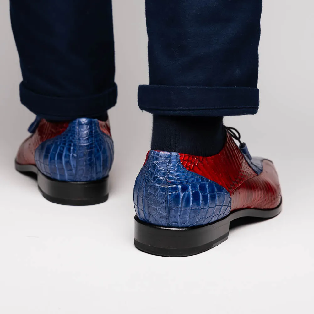 Marco Di Milano Moncalieri in Navy / Red Alligator & Cobra Derby Shoes