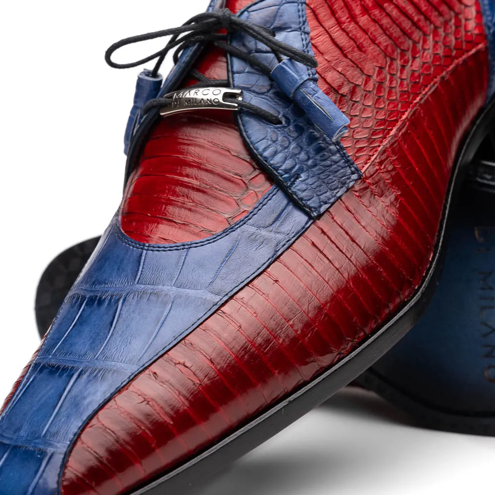 Marco Di Milano Moncalieri in Navy / Red Alligator & Cobra Derby Shoes