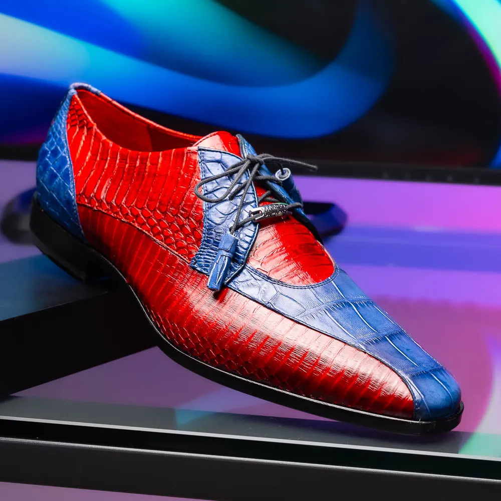 Marco Di Milano Moncalieri in Navy / Red Alligator & Cobra Derby Shoes
