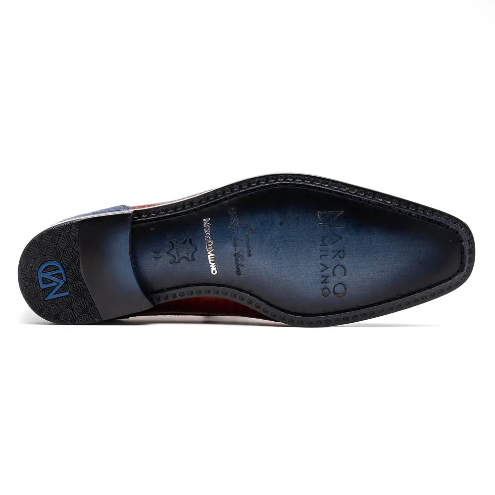 Marco Di Milano Moncalieri in Navy / Red Alligator & Cobra Derby Shoes