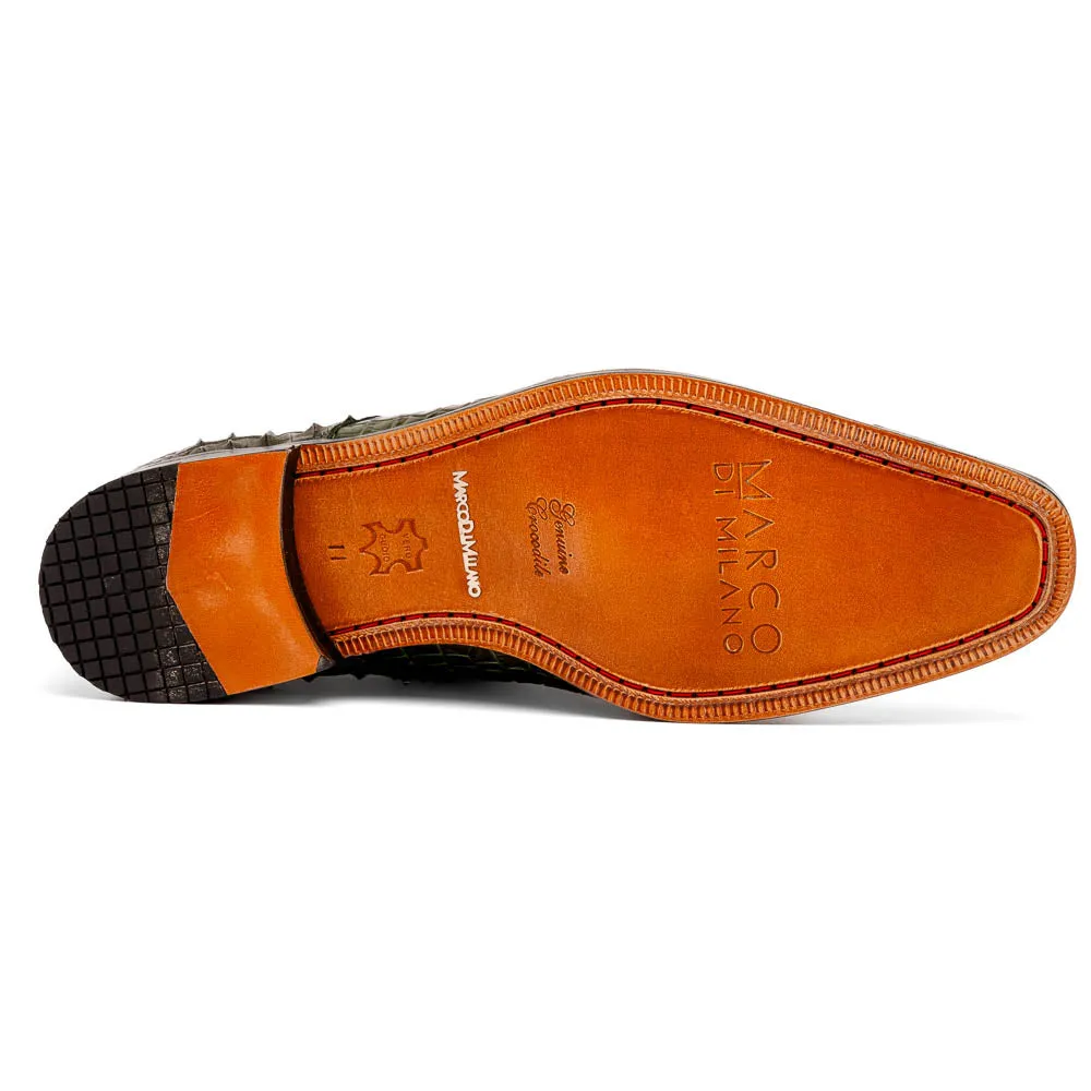 Marco Di Milano Nilo in Forest Green Crocodile Derby Dress Shoes