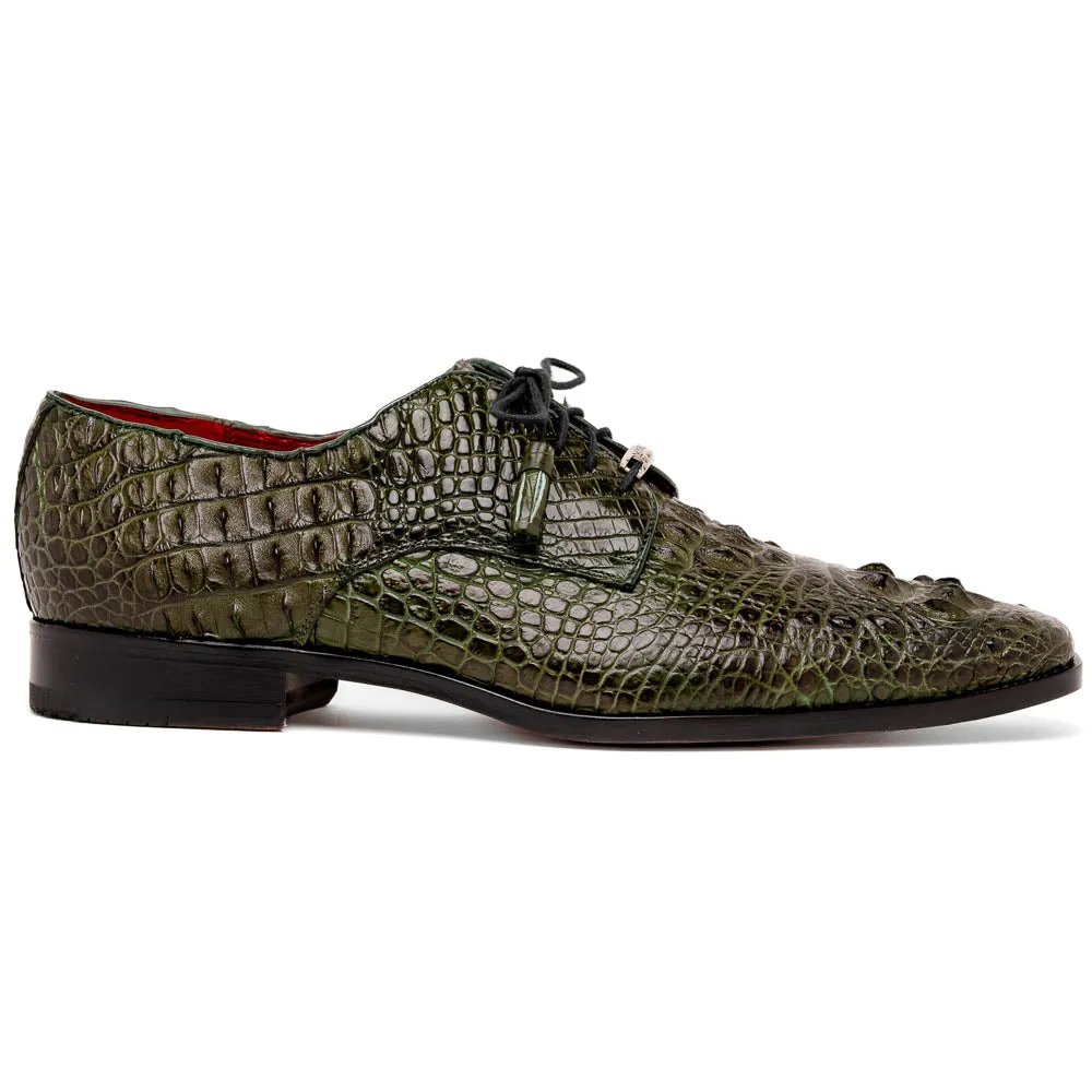 Marco Di Milano Nilo in Forest Green Crocodile Derby Dress Shoes
