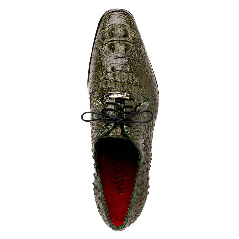 Marco Di Milano Nilo in Forest Green Crocodile Derby Dress Shoes