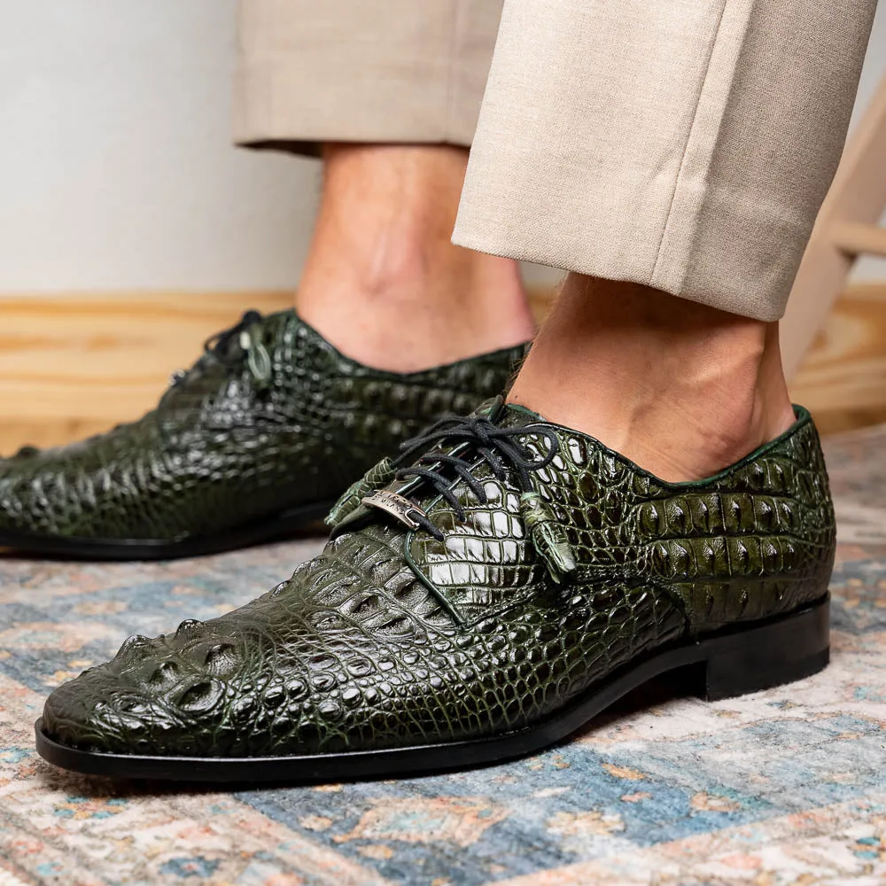 Marco Di Milano Nilo in Forest Green Crocodile Derby Dress Shoes