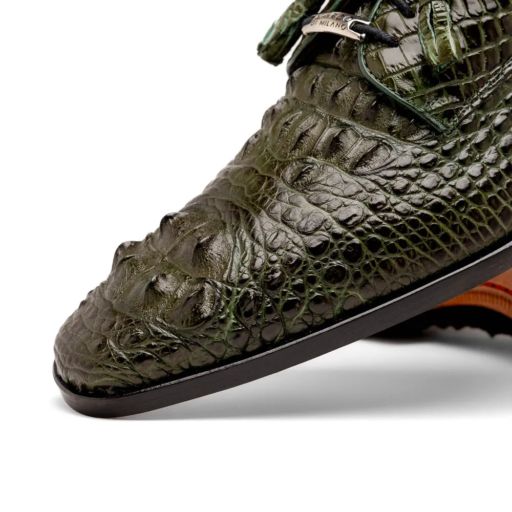 Marco Di Milano Nilo in Forest Green Crocodile Derby Dress Shoes