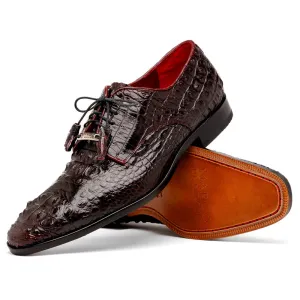 Marco Di Milano Nilo Wine Hornback Crocodile Derby Oxford Dress Shoes