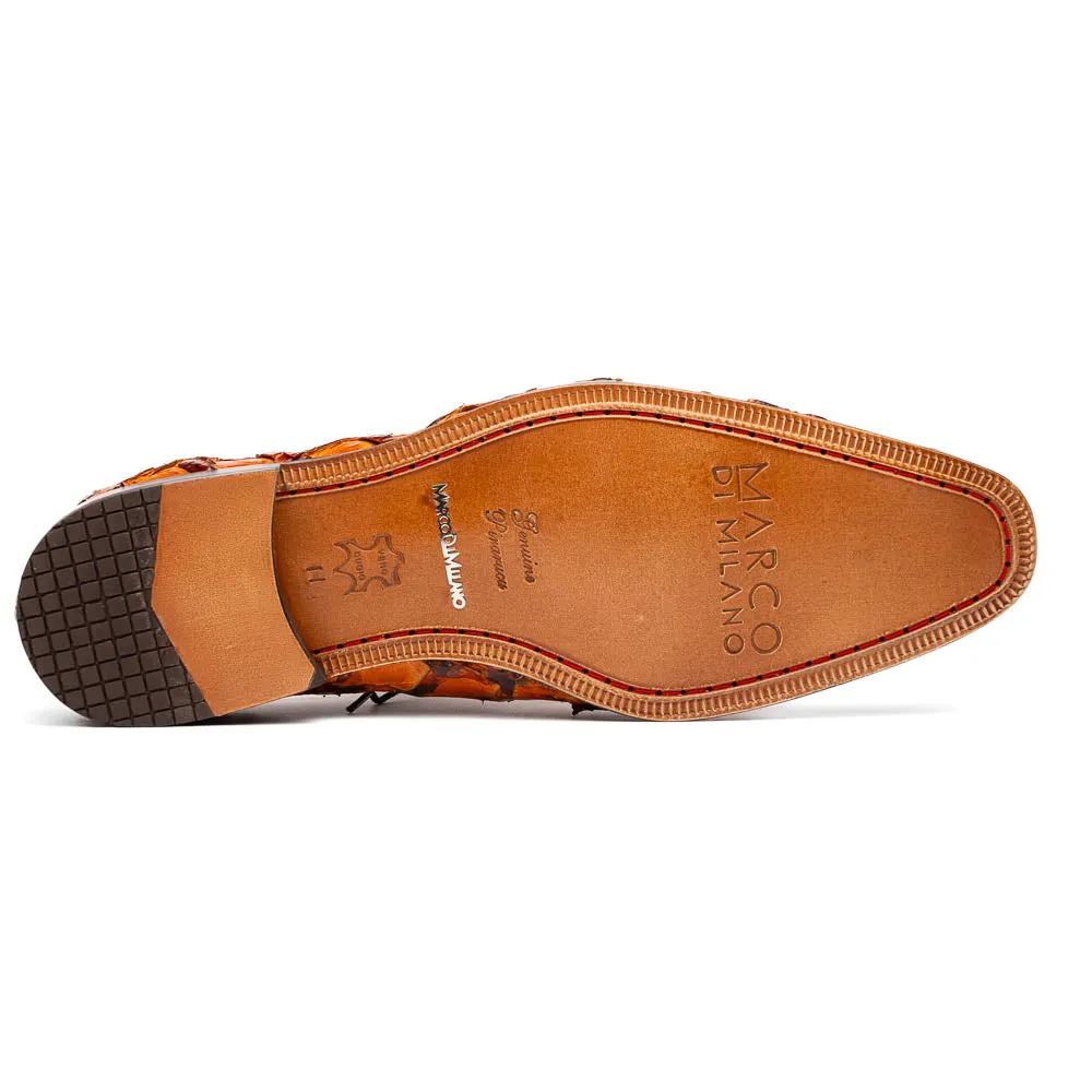 Marco Di Milano Olivieri in Brandy Pirarucu Oxford Dress Shoes
