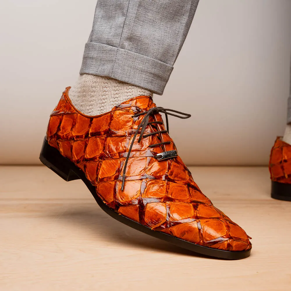 Marco Di Milano Olivieri in Brandy Pirarucu Oxford Dress Shoes