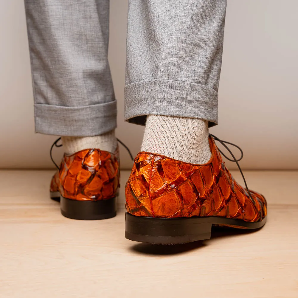 Marco Di Milano Olivieri in Brandy Pirarucu Oxford Dress Shoes