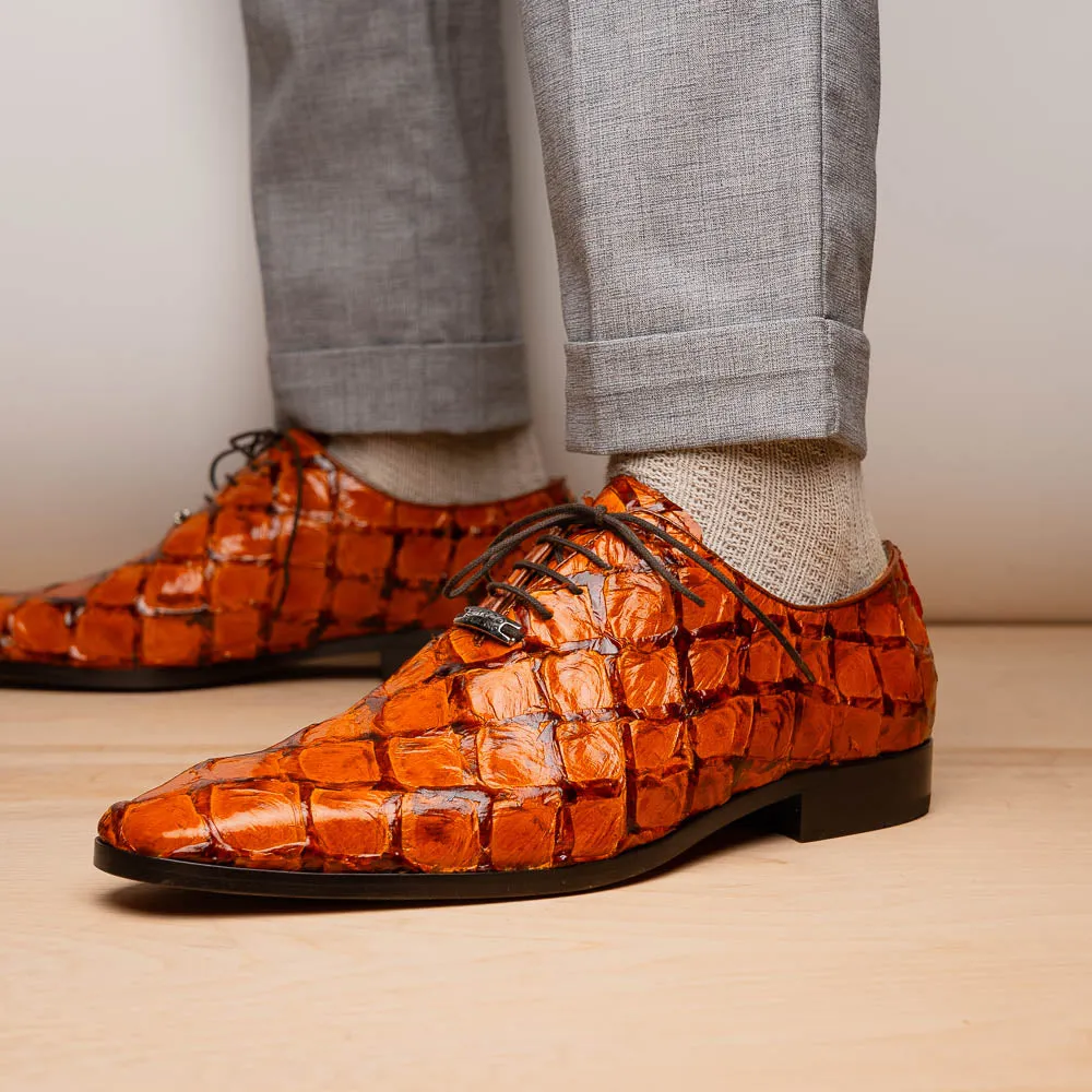 Marco Di Milano Olivieri in Brandy Pirarucu Oxford Dress Shoes