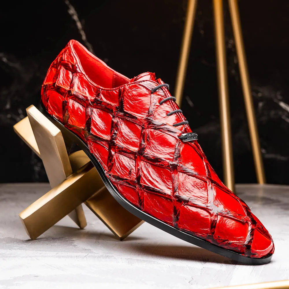 Marco Di Milano Olivieri in Red Pirarucu Oxford Dress Shoes