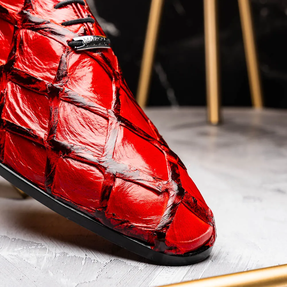 Marco Di Milano Olivieri in Red Pirarucu Oxford Dress Shoes