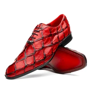 Marco Di Milano Olivieri in Red Pirarucu Oxford Dress Shoes