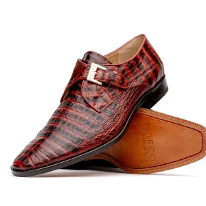 Marco Di Milano Rovigo Cognac Caiman Crocodile Monk Strap Dress Shoes