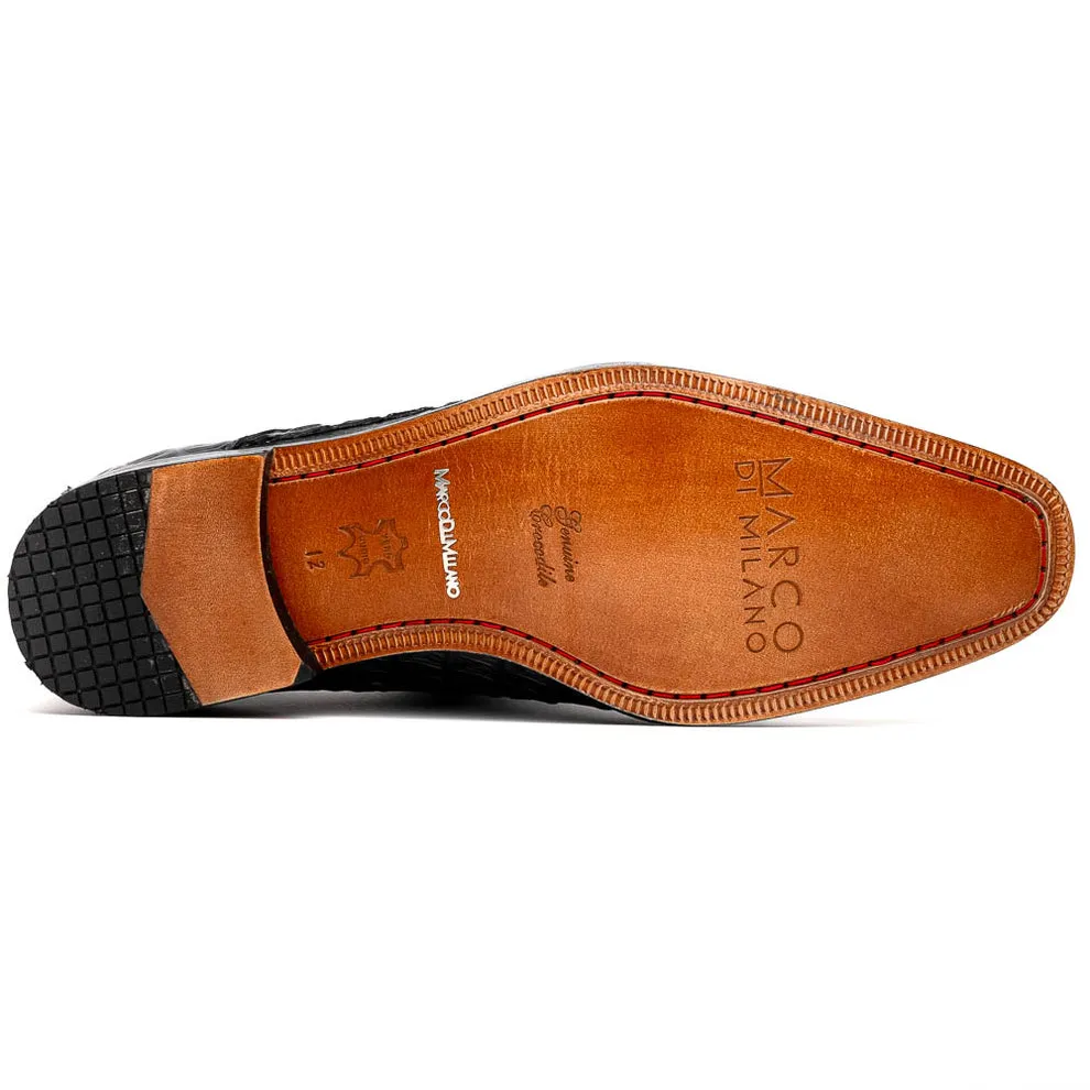 Marco Di Milano Rovigo Cognac Caiman Crocodile Monk Strap Dress Shoes