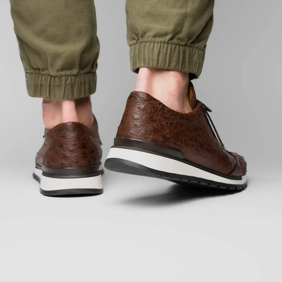 Marco Di Milano Scanno Brown Ostrich Quill Sneakers