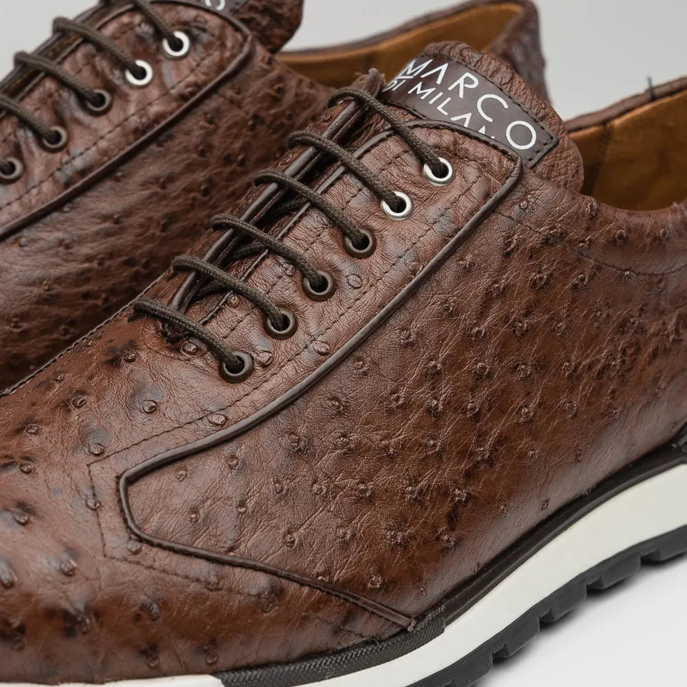 Marco Di Milano Scanno Brown Ostrich Quill Sneakers