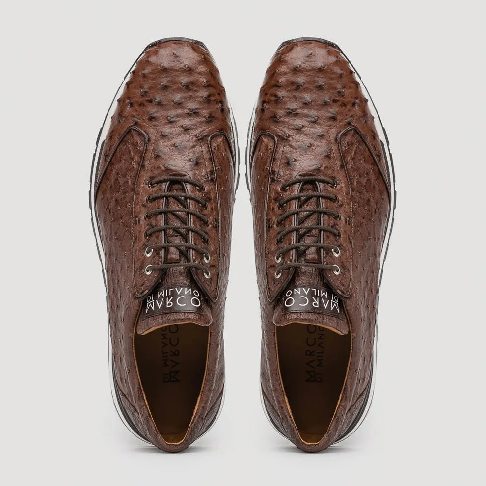 Marco Di Milano Scanno Brown Ostrich Quill Sneakers