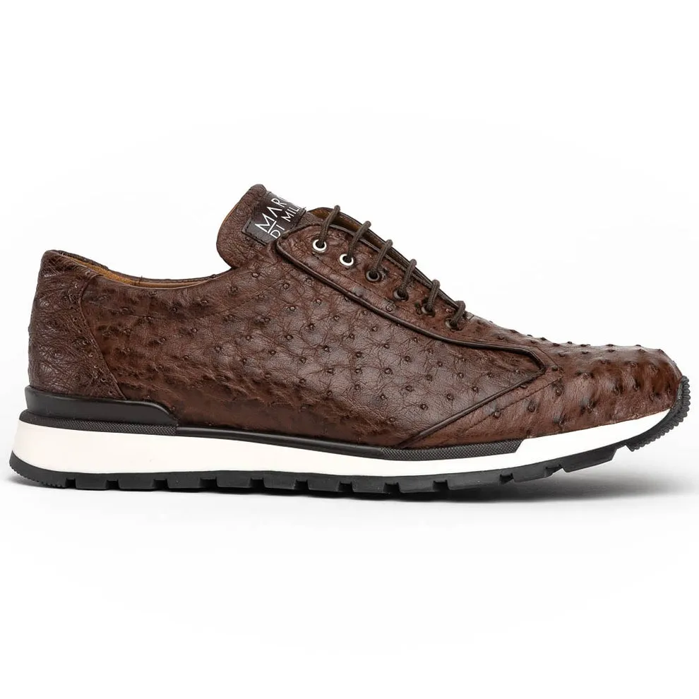 Marco Di Milano Scanno Brown Ostrich Quill Sneakers