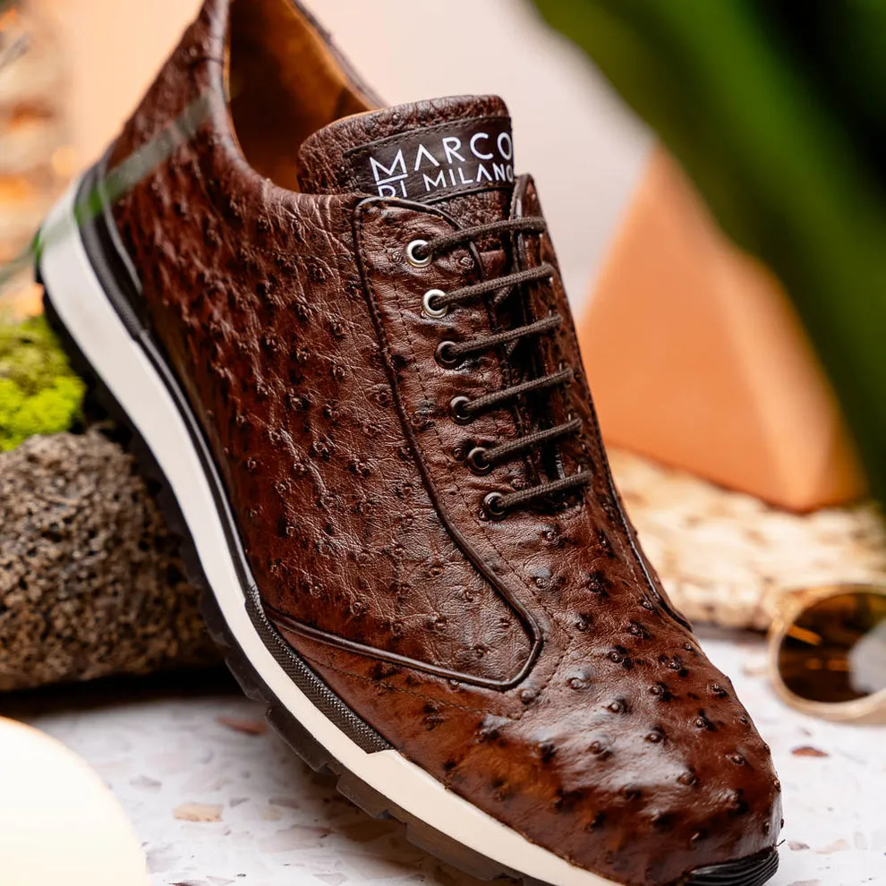 Marco Di Milano Scanno Brown Ostrich Quill Sneakers