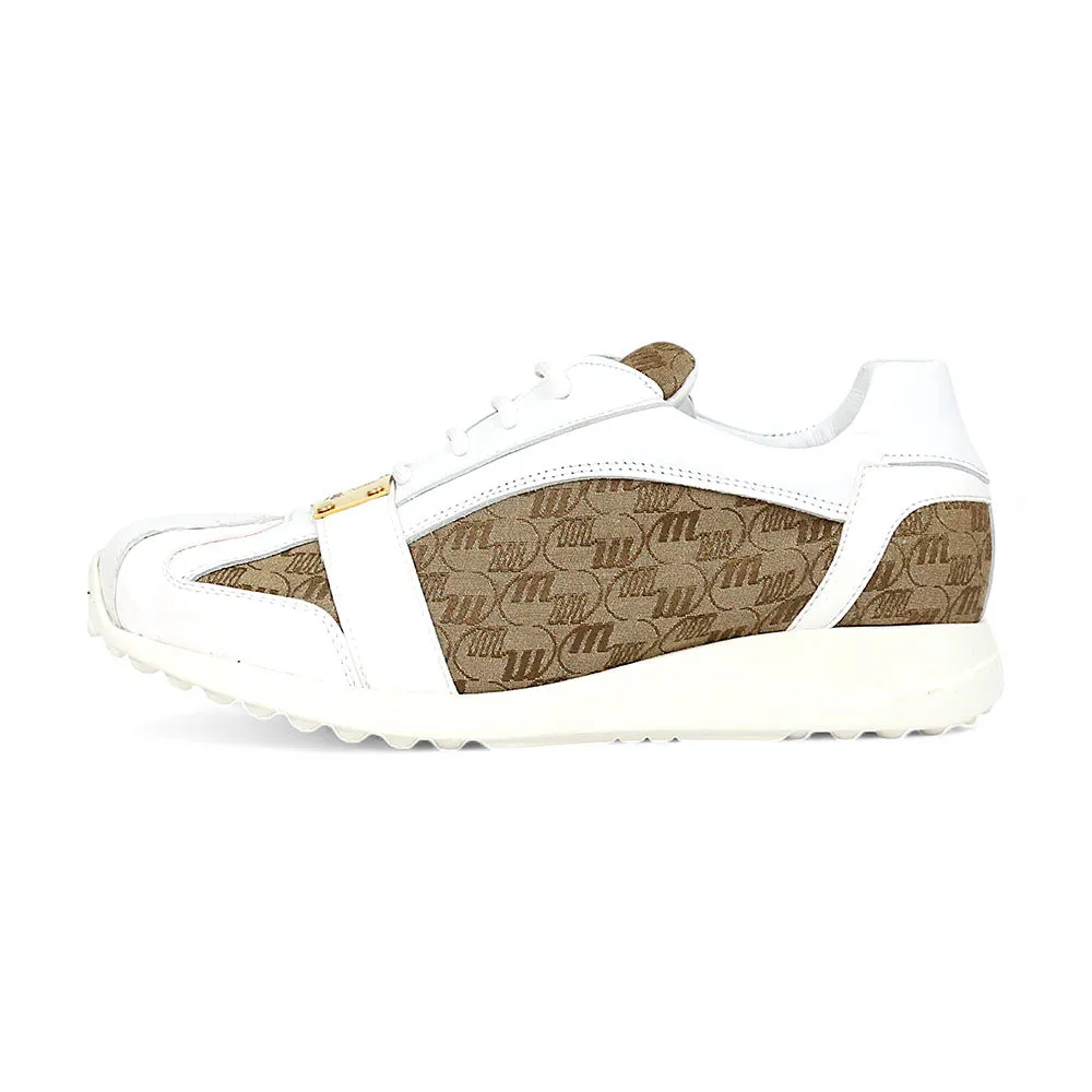 Mauri Kingsman 8665/2 White/Beige Patent/Baby Crocodile/Nappa/Double M-Fabric Sneakers