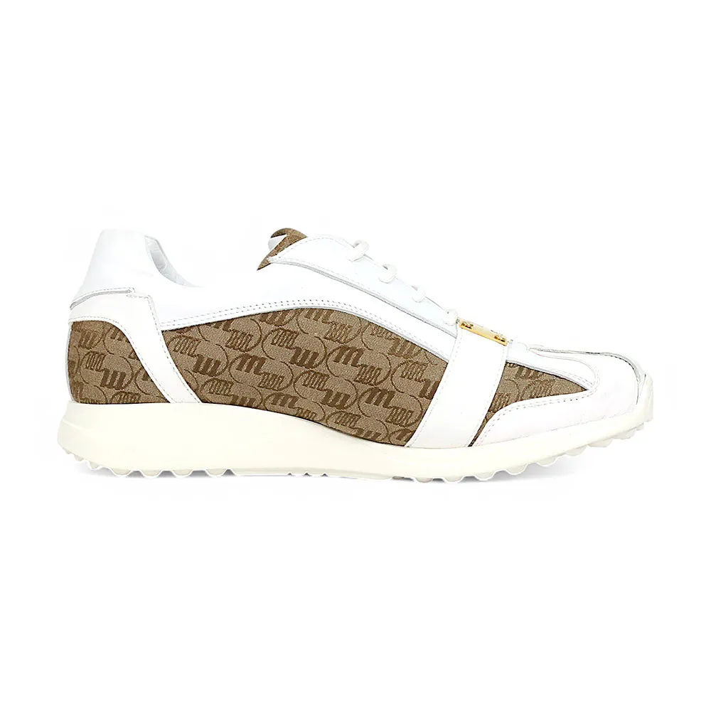 Mauri Kingsman 8665/2 White/Beige Patent/Baby Crocodile/Nappa/Double M-Fabric Sneakers