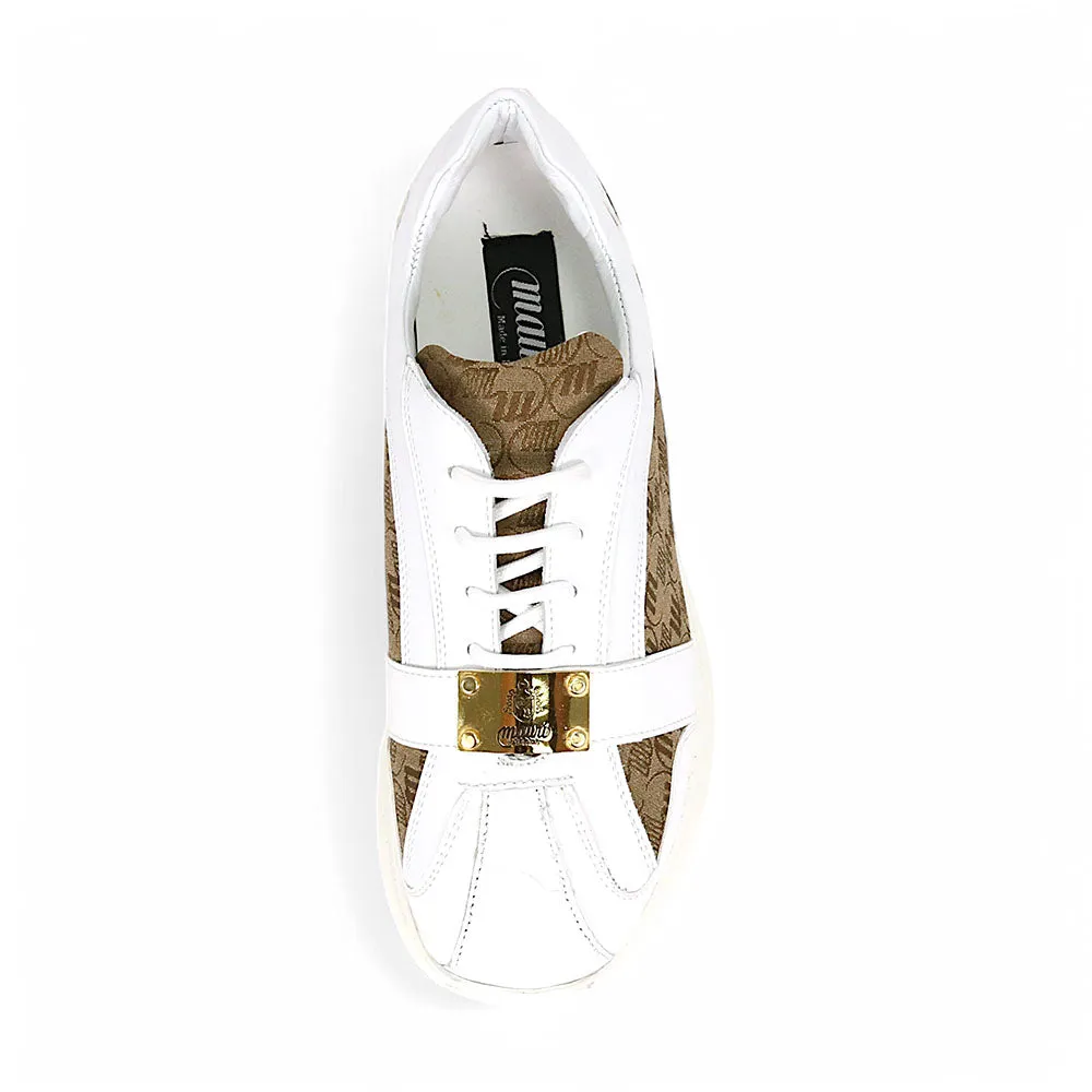 Mauri Kingsman 8665/2 White/Beige Patent/Baby Crocodile/Nappa/Double M-Fabric Sneakers
