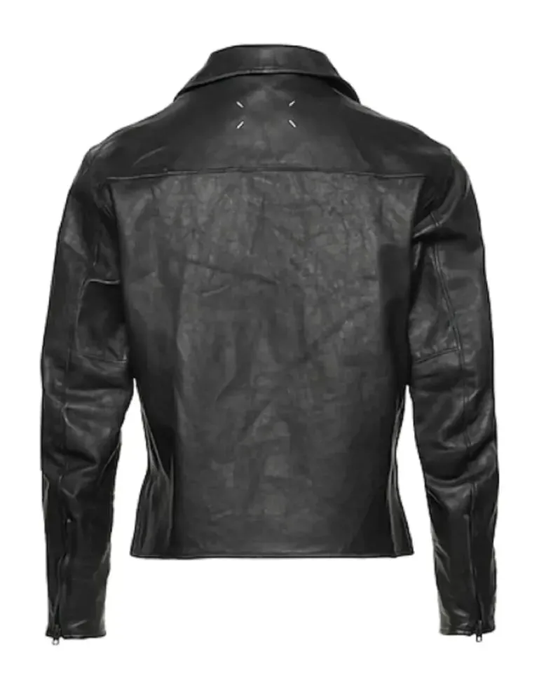 Men's & Boys Black Leather T-Shirt. Real Soft Lambskin Lace-Up Leather T-Shirt.