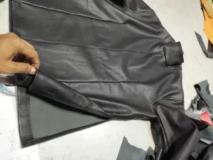 Men's & Boys Black Turtle Neck Customized Leather T-Shirt. Real Lambskin Leather