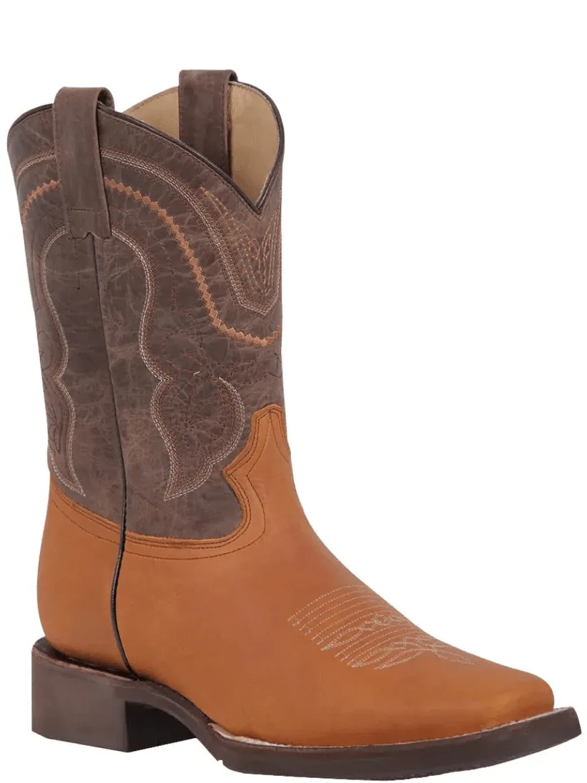 Men's Bovine Leather Classic Western Cowboy Boots 'El General' Honey 43003