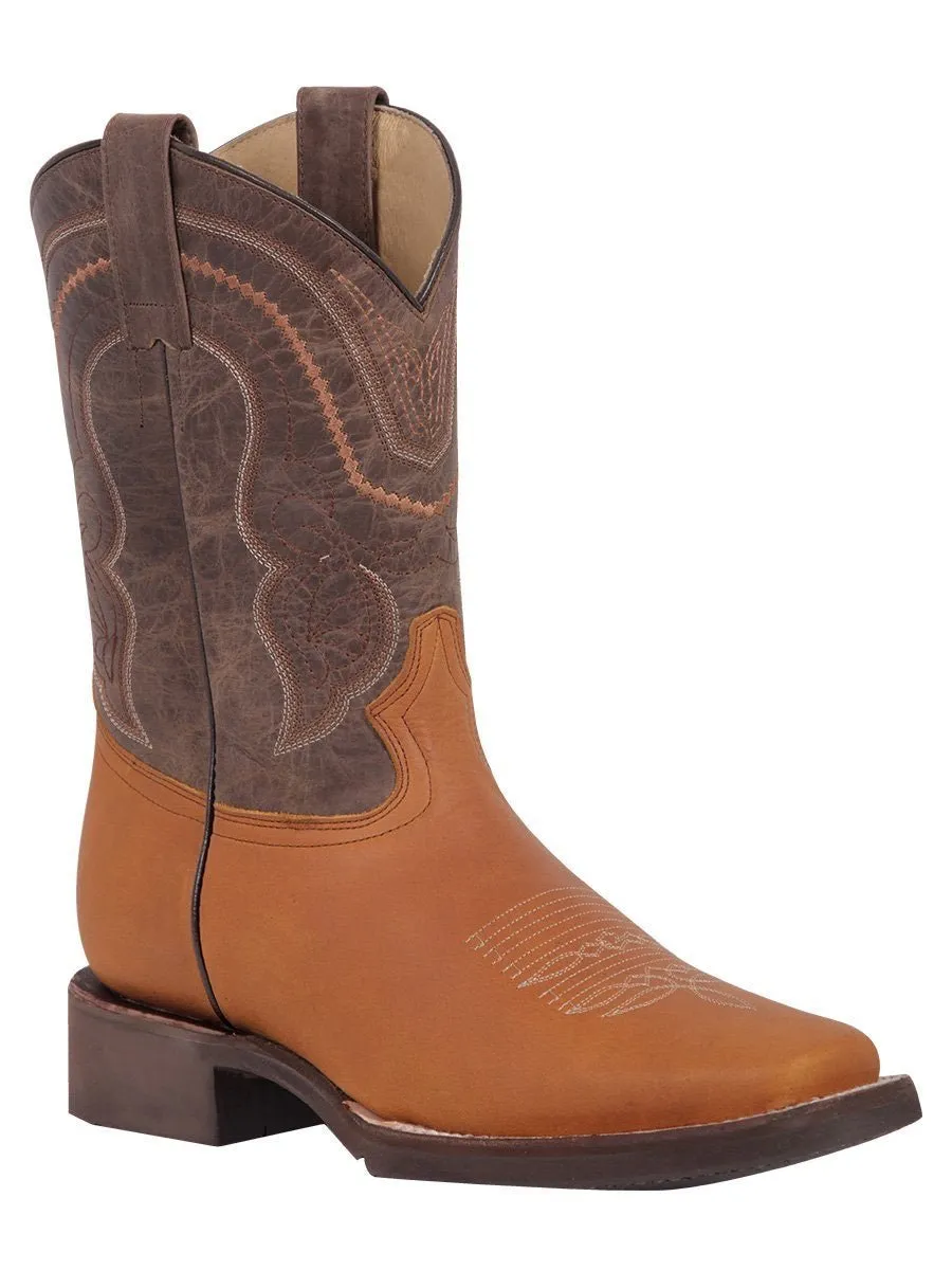 Men's Bovine Leather Classic Western Cowboy Boots 'El General' Honey 43003
