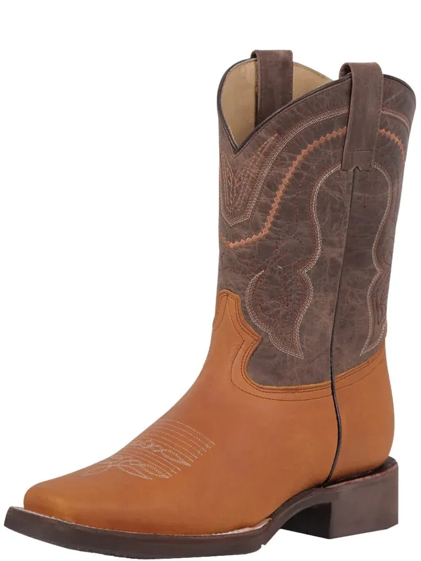 Men's Bovine Leather Classic Western Cowboy Boots 'El General' Honey 43003