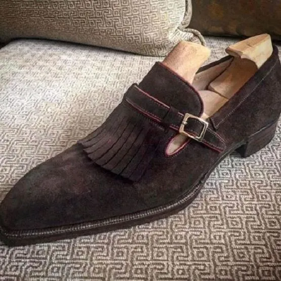 Men's Handcrafted Bron Suede Monk Dress Shoes