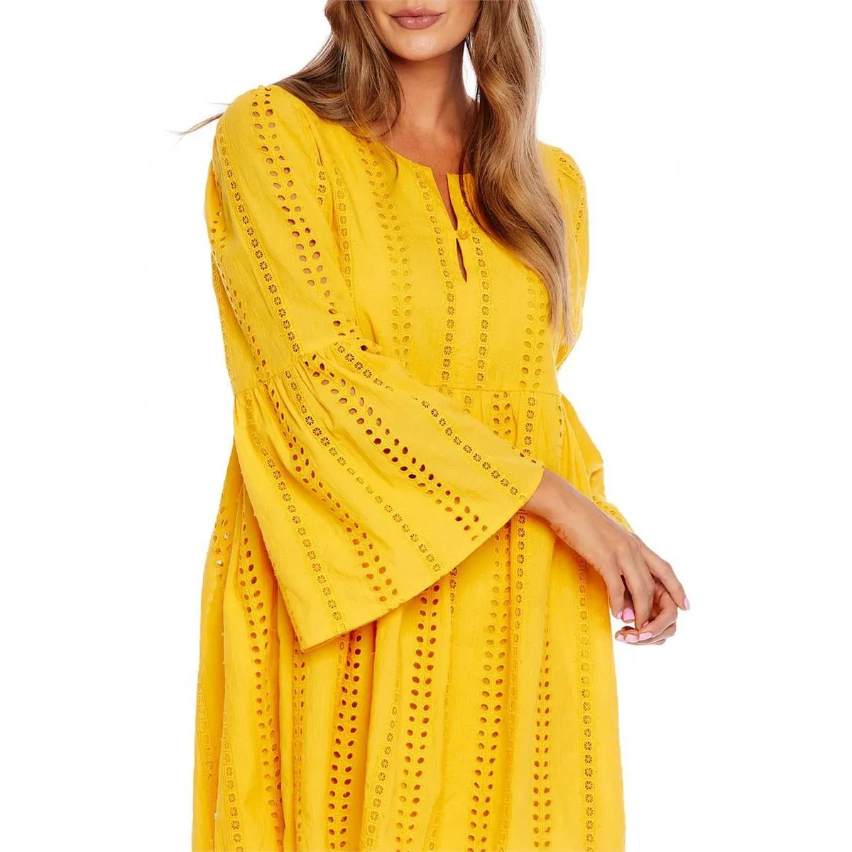 Mud Pie Mustard Raylee Eyelet Dress