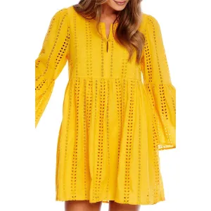 Mud Pie Mustard Raylee Eyelet Dress