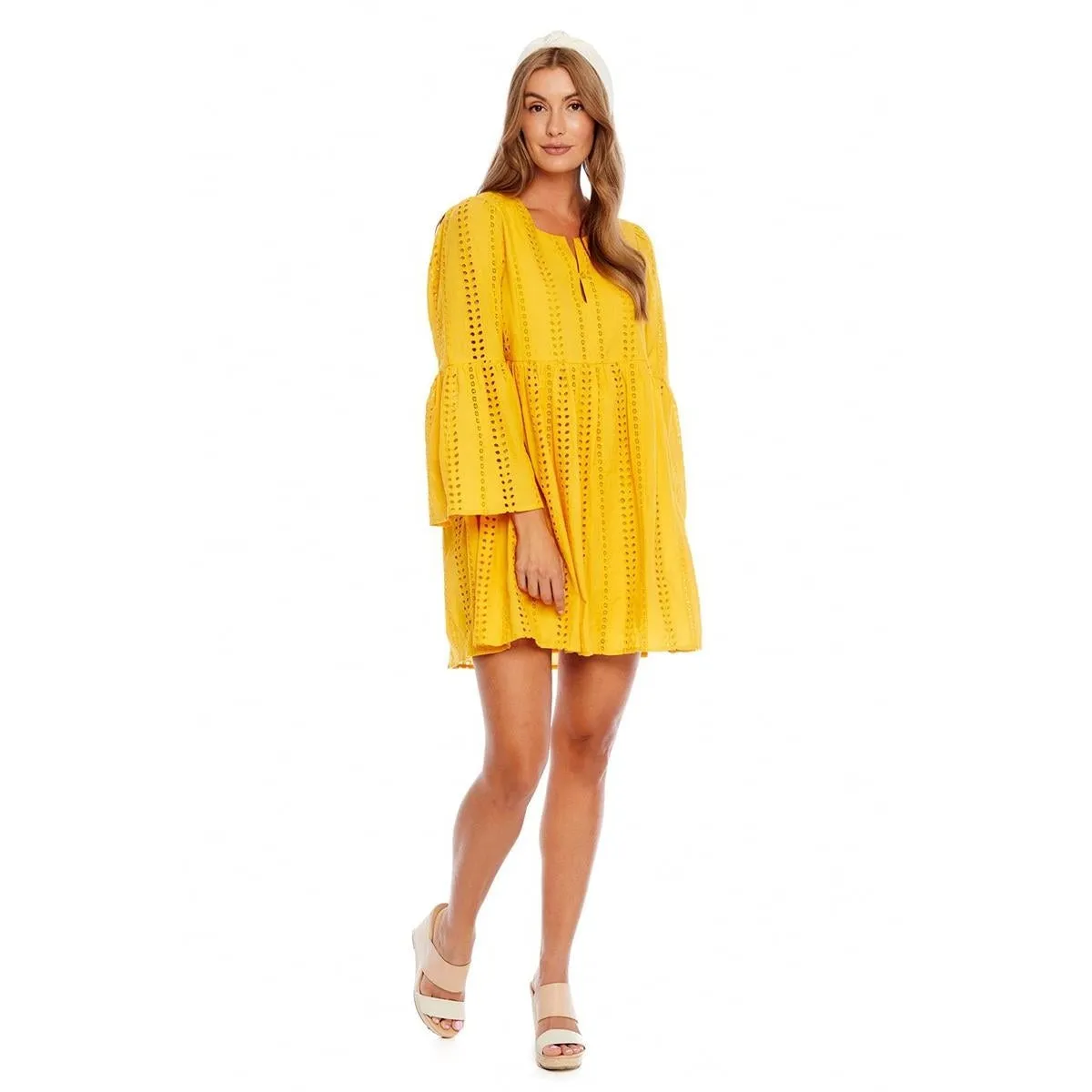Mud Pie Mustard Raylee Eyelet Dress