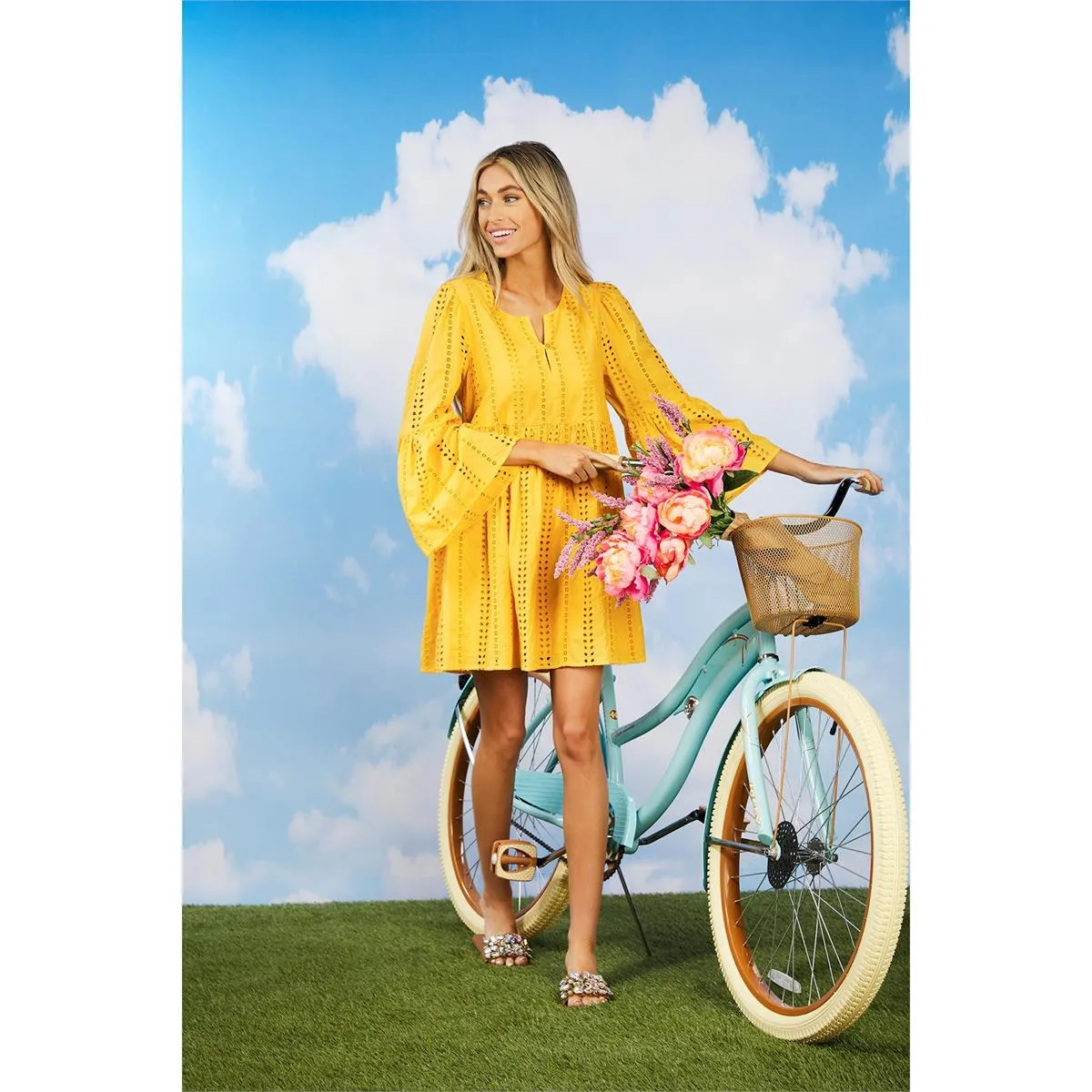 Mud Pie Mustard Raylee Eyelet Dress