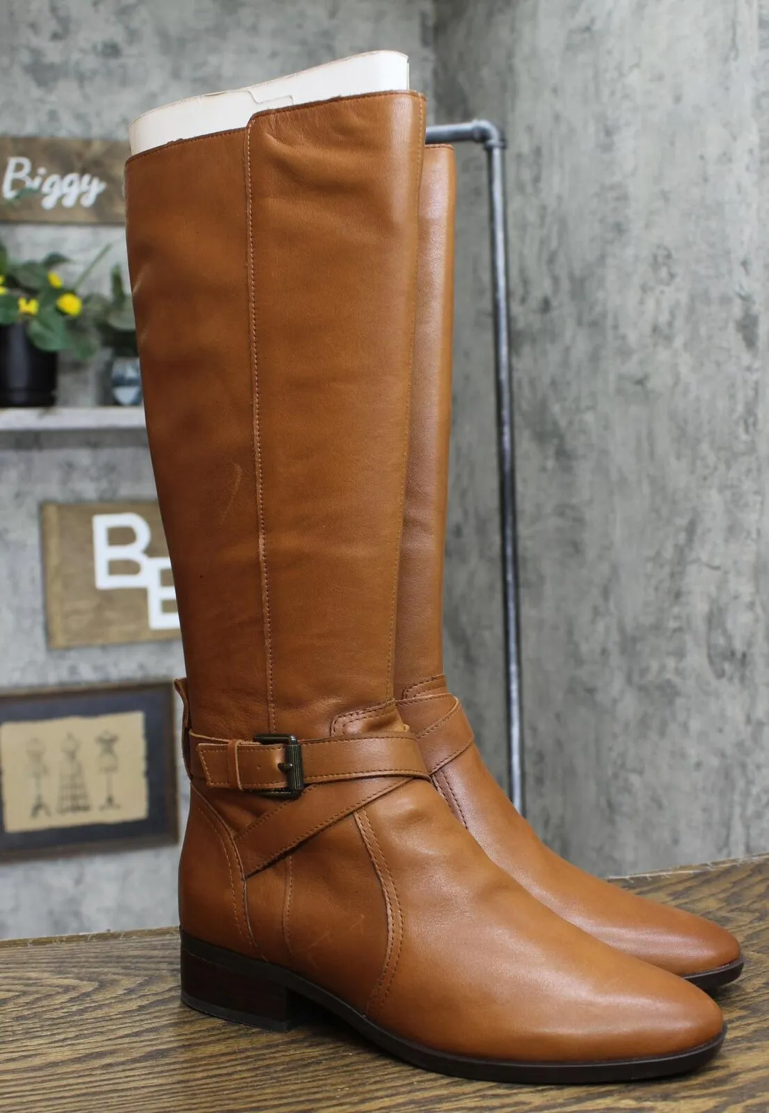 Naturalizer Rena Knee High Riding Boot Cider Leather Narrow Calf Brown 8.5M-NC