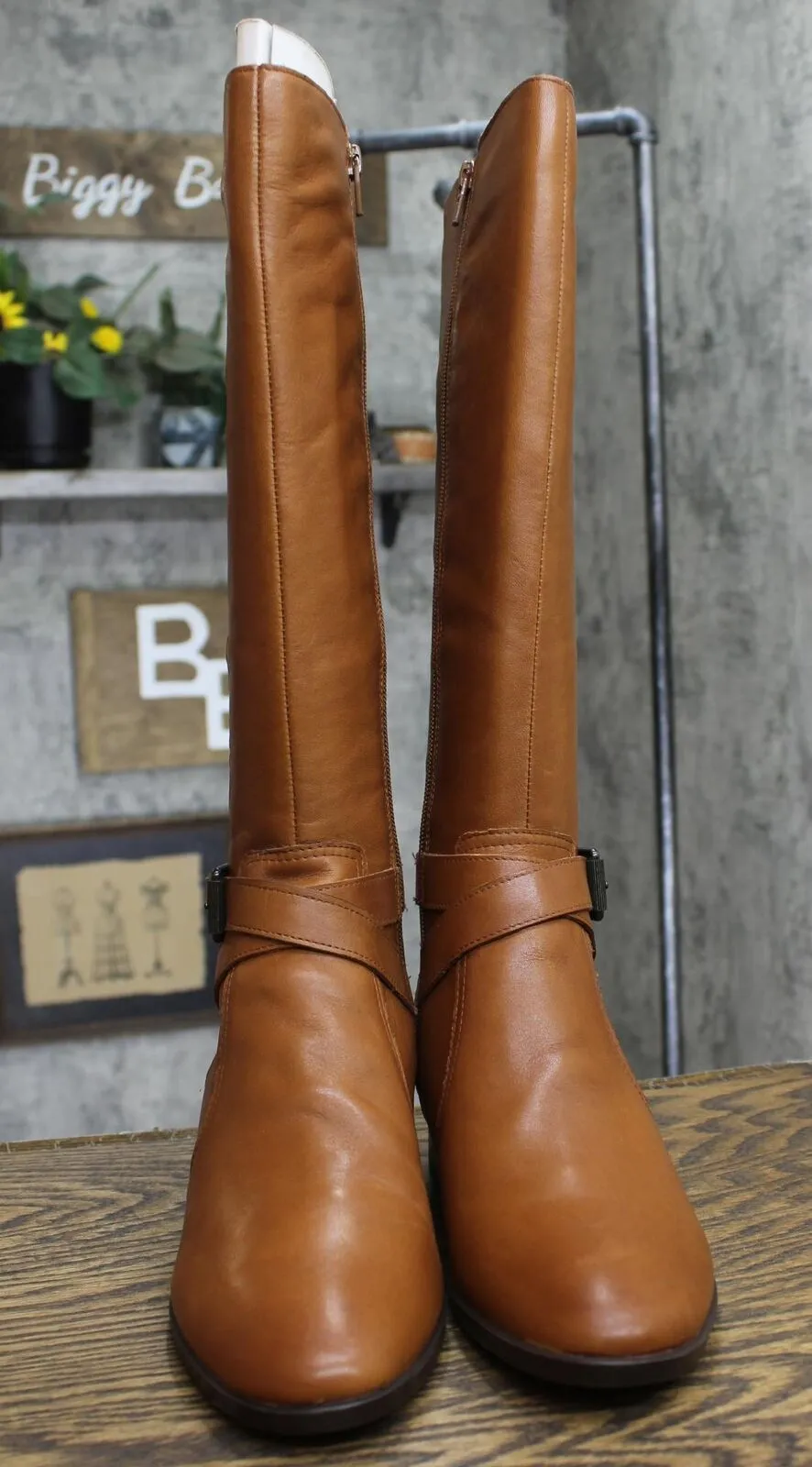 Naturalizer Rena Knee High Riding Boot Cider Leather Narrow Calf Brown 8.5M-NC