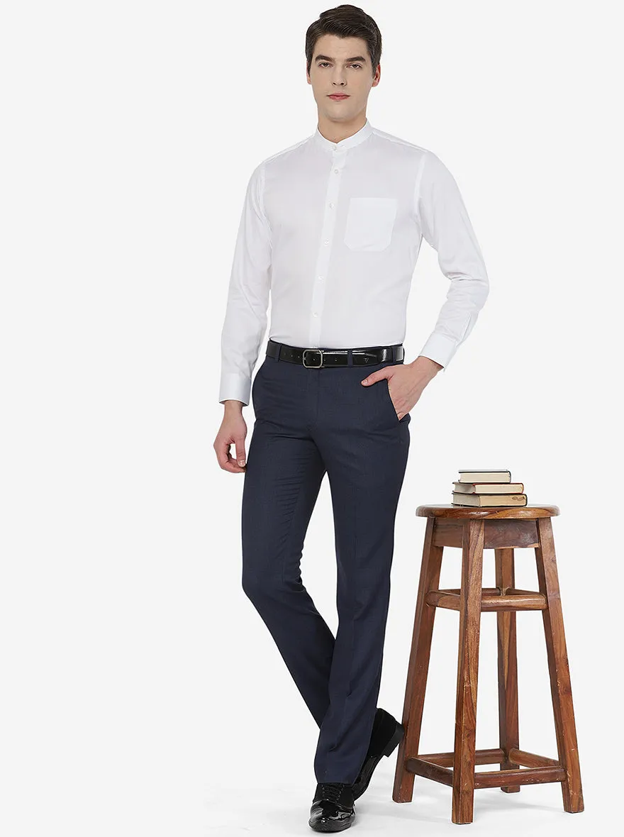 Navy Blue Solid Slim Fit Formal Trouser | JadeBlue