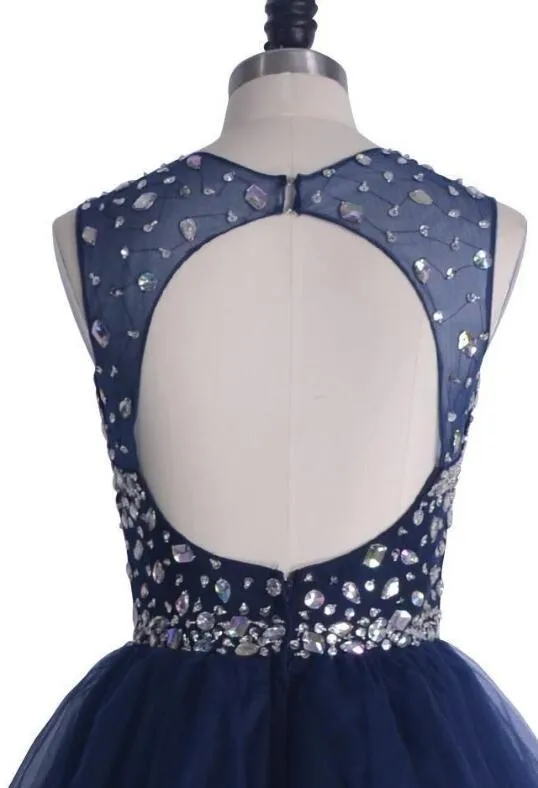 Navy Blue Sparkle Short Homecoming Dresses ,  Cocktail Dresses Crystal Beading Party Dresses