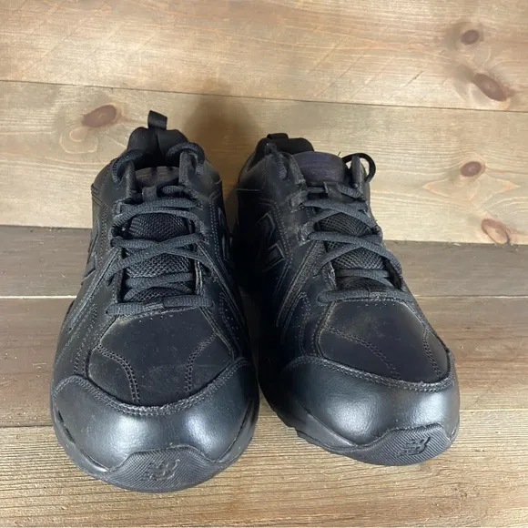 new balance 608 V5 mens size 12 wide 2E shoes black leather walking sneakers