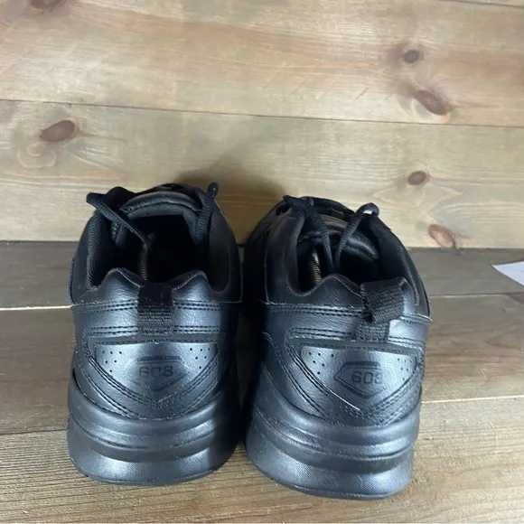 new balance 608 V5 mens size 12 wide 2E shoes black leather walking sneakers