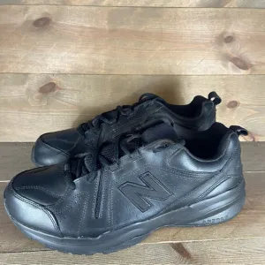 new balance 608 V5 mens size 12 wide 2E shoes black leather walking sneakers