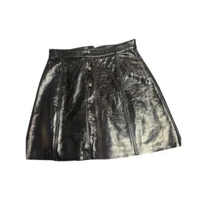 NWT Aje Black Patent Leather Mini A-Line Skirt Sz XS COS Goth Whimsygoth Shiny