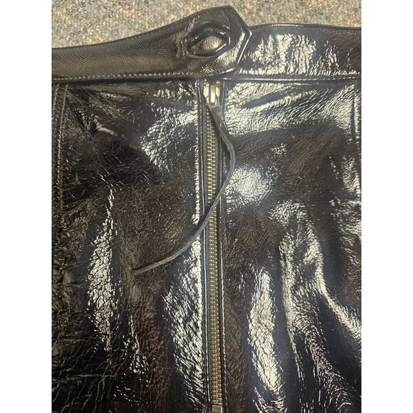 NWT Aje Black Patent Leather Mini A-Line Skirt Sz XS COS Goth Whimsygoth Shiny