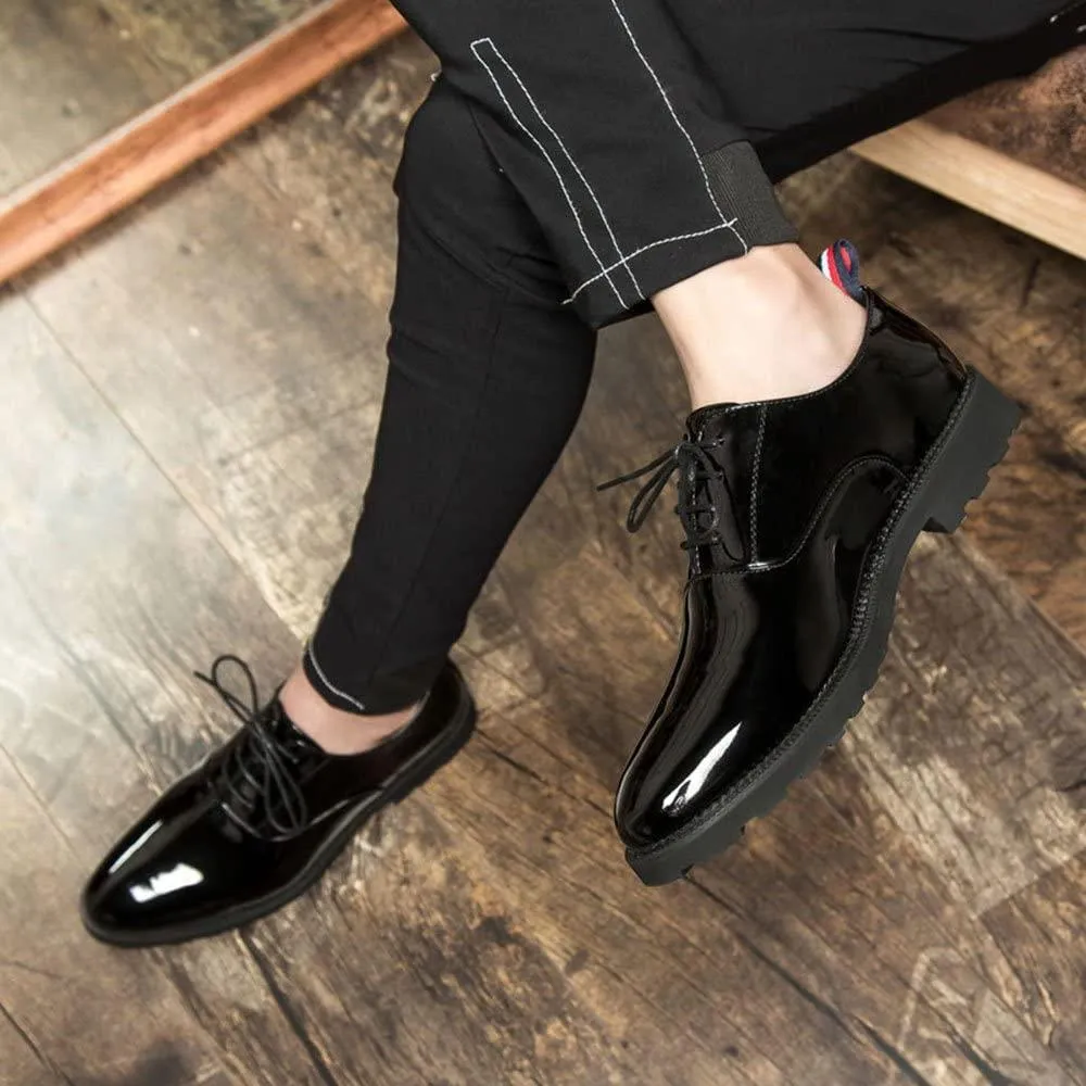 NXY Men&rsquo;s Oxford Patent Leather Shoes Lace-up Dress Fashion