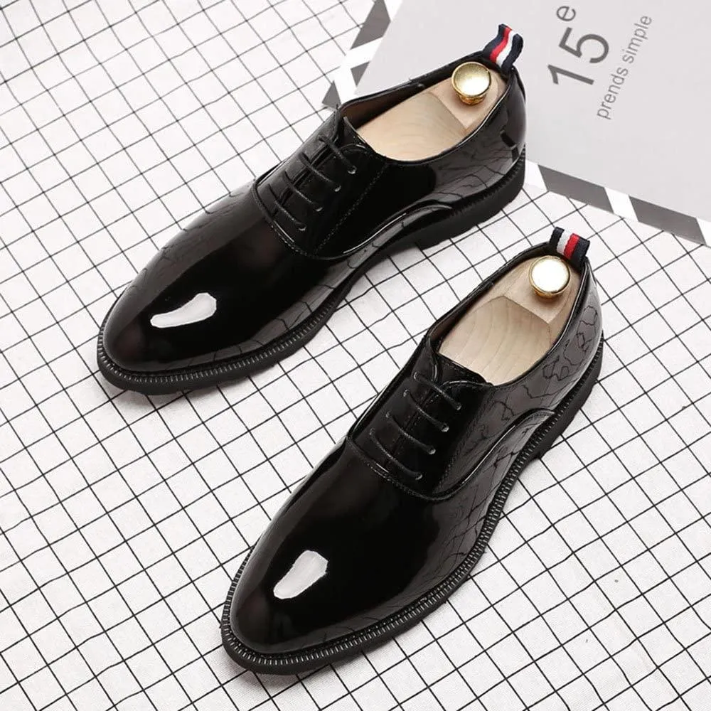 NXY Men&rsquo;s Oxford Patent Leather Shoes Lace-up Dress Fashion