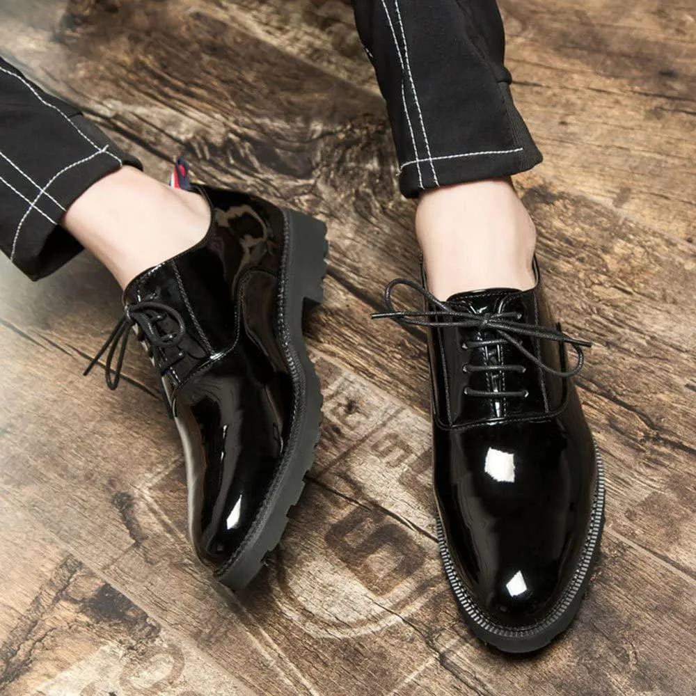 NXY Men&rsquo;s Oxford Patent Leather Shoes Lace-up Dress Fashion